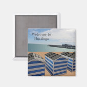 Het strand op Hastings Fridge Magnet Magneet (Voorkant / Achterkant)