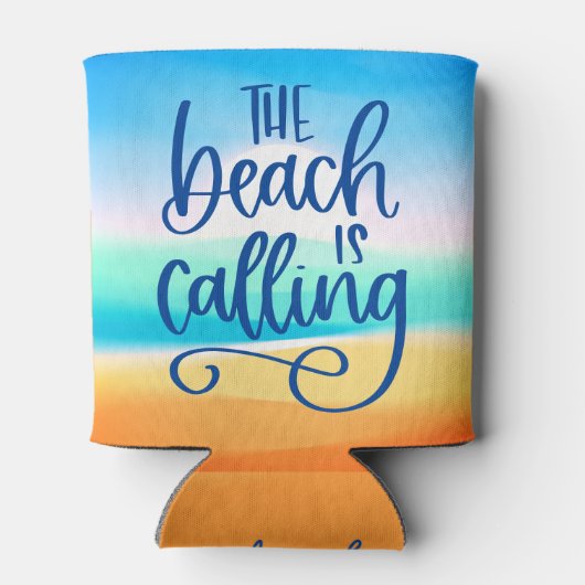 Het strand roept | Aangepaste stijlvolle zeelandsc Blikjeskoeler (Achterkant)