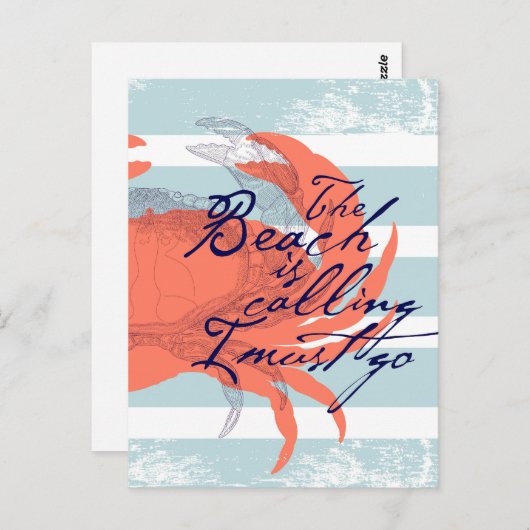 Het strand roept dat ik moet gaan briefkaart (Voorkant / Achterkant)