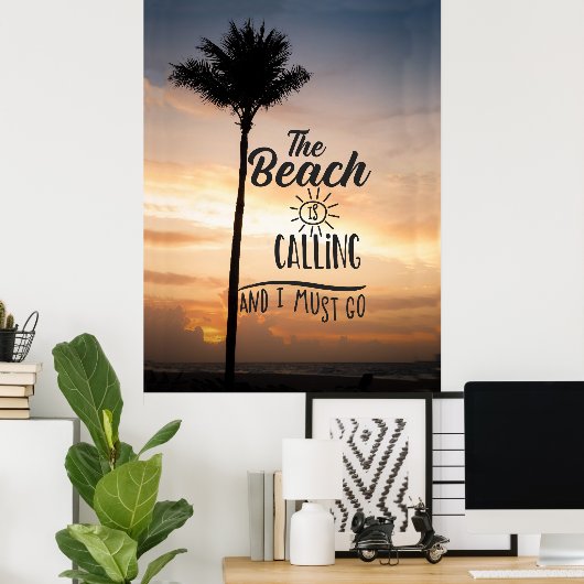 Het strand roept poster (Thuiskantoor)
