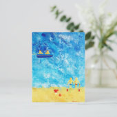Het strand schilderij briefkaart (Staand voorkant)