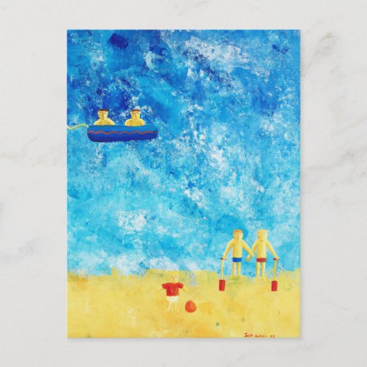 Het strand schilderij briefkaart (Voorkant)