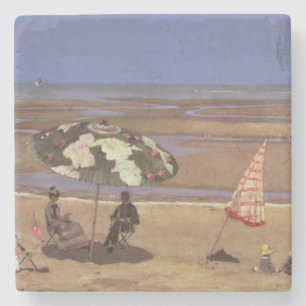 Het strand stenen onderzetter