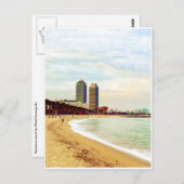 Het strand van Barcelona op zonsondergang Briefkaart (Voorkant / Achterkant)