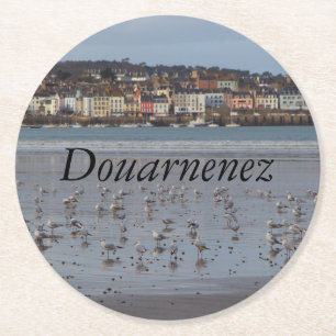 Het strand van Douarnenez Ronde Kartonnen Onderzetter