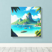 Het strand van Ko Samui Thailand Canvas Afdruk (Insitu (Houten vloer))