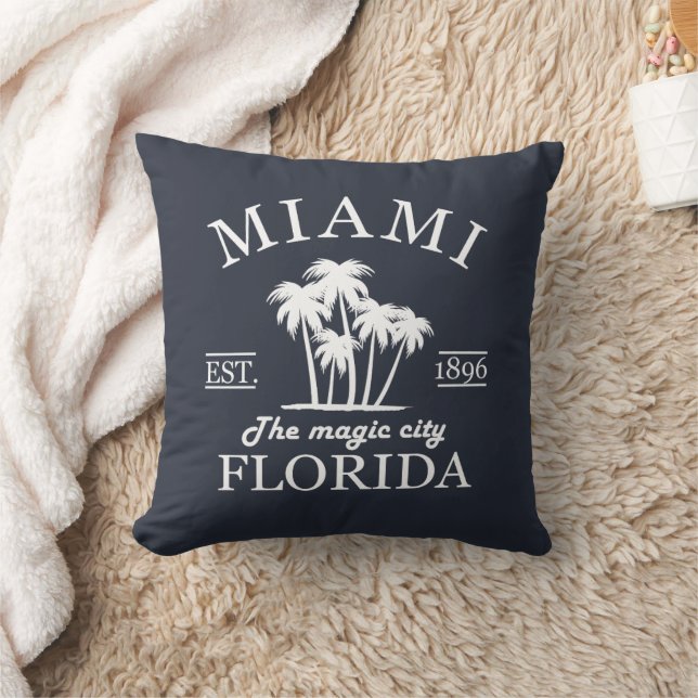 Het strand van Miami City in Florida Kussen (Deken)