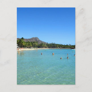 Het Strand van Waikiki en de HoofdKrater van de Briefkaart