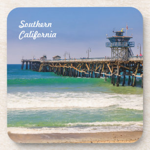 Het strand van Zuid-Californië en pier in San Clem Bier Onderzetter