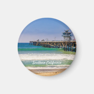 Het strand van Zuid-Californië en pier in San Clem Magneet
