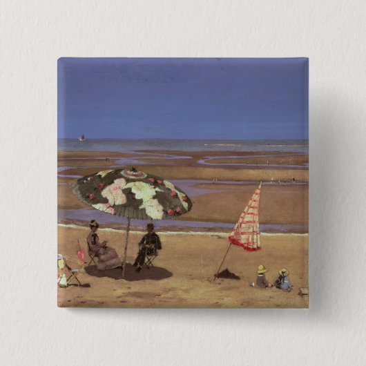 Het strand vierkante button 5,1 cm (Voorkant)