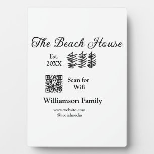 Het strandhuis voeg familienaam toe Q R scan wifi  Fotoplaat