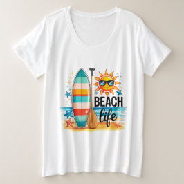 Het strandleven grote maat t-shirt