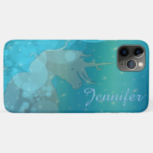Het stromende Unicorn Silhouette (blauwe sterren) iPhone 11 Pro Max Hoesje