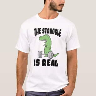 Het struikelblok is een echte T Rex Gym Workout T-shirt