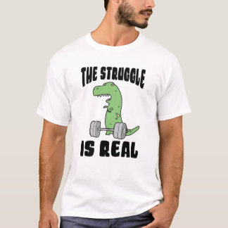 Het struikelblok is een echte T Rex Gym Workout T-shirt