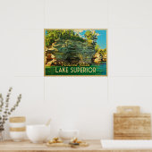 Het superieure gespiegelde Rocks meer Poster (Keuken)