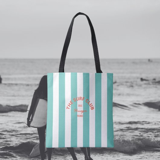 Het Surf Club Crest Turquoise Cabana Stripe Draagtas