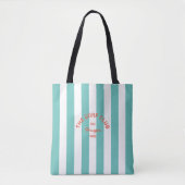 Het Surf Club Crest Turquoise Cabana Stripe Draagtas (Voorkant)