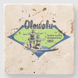 Het Surfen het Hawaiiaanse Vintage Ontwerp achter Stenen Onderzetter