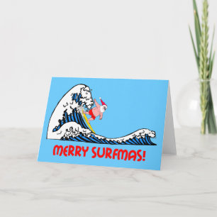 Het surfen Kerstman Feestdagen Kaart