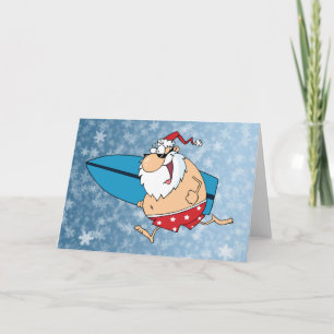 het surfen santa feestdagen kaart