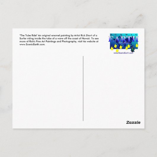 Het surfen Surfer het het Schilderen van de Kunst Briefkaart (Achterkant)