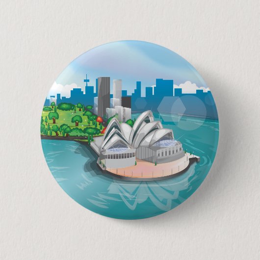 Het Sydney Opera House Ronde Button 5,7 Cm (Voorkant)