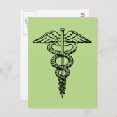 Het symbool Caduceus Briefkaart (Voorkant / Achterkant)