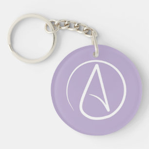 Het symbool van de atheïst: wit op lavendel sleutelhanger