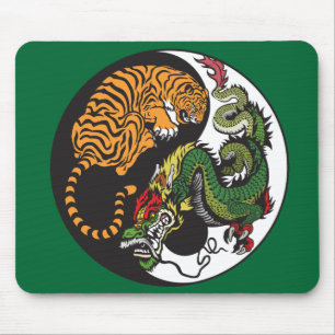 het symbool van de groene draak en de tijger yin y muismat