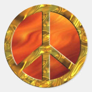 Het symbool van de VREDE - GOUDEN brandrood Ronde Sticker