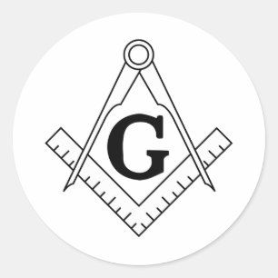 Het symbool voor de vierkant en de kompassen voor ronde sticker