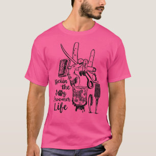 Het Tattoo van de Dog Groomer Life Hand met Scis T-shirt