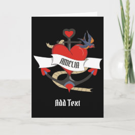Het Tattoo van het hart met aangepaste naam. Kaart