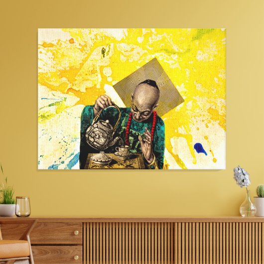 Het Tea-Man van Michael Moffa Canvas Afdruk (Insitu (Woonkamer))