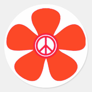 Het Teken van de Vrede van flower power Ronde Sticker