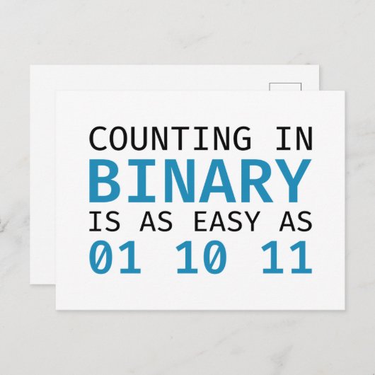 Het tellen in Binair getal Briefkaart (Voorkant / Achterkant)