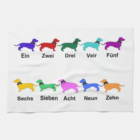 Het tellen van de Duitse Dachshunds keukenhanddoek (Horizontaal)