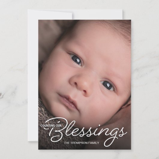 Het tellen van onze 'Blessings' Baby geboorteaanko Aankondiging (Voorkant)