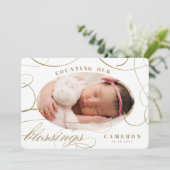 Het tellen van onze vakantievakantie met zegeninge feestdagenkaart (Staand voorkant)