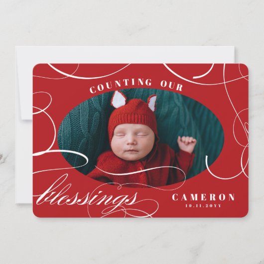 Het tellen van onze vakantievakantie met zegeninge feestdagenkaart (Voorkant)