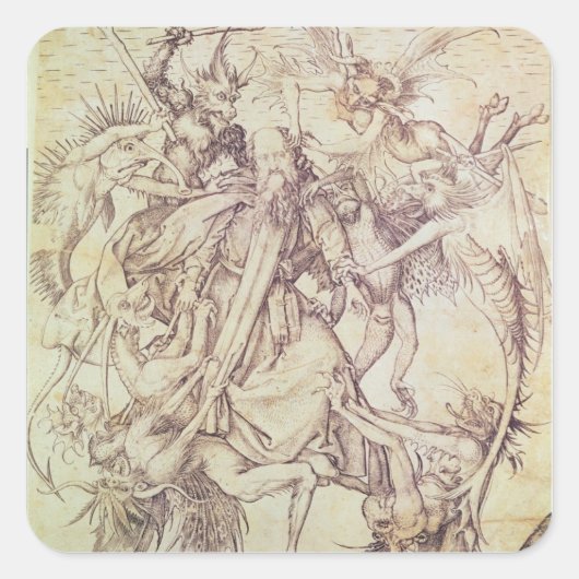 Het Temptation of St. Anthony (graving) Vierkante Sticker (Voorkant)