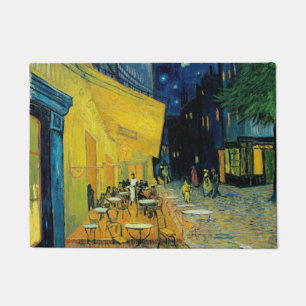 Het Terras van de koffiebar bij Nacht Deurmat