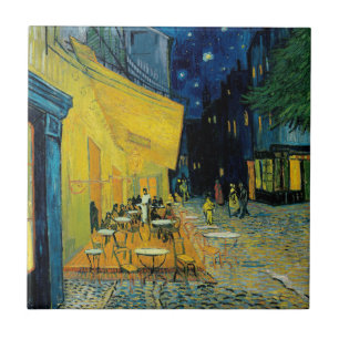Het Terras van de koffiebar bij Nacht Tegeltje