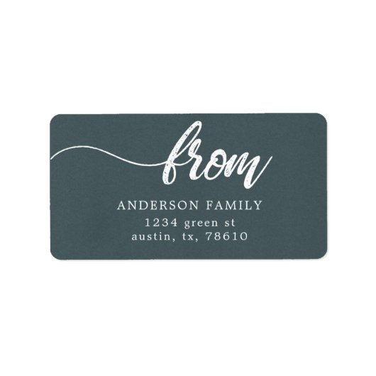 het terugkeeradres van het borstelmanuscript famil etiket (Voorkant)