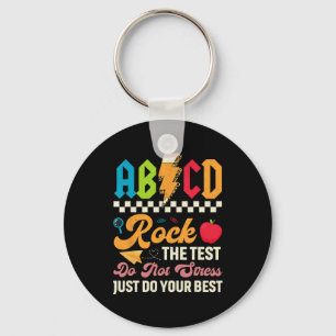 Het testen van ABCD Rock De Testdag Leraren Studen Sleutelhanger