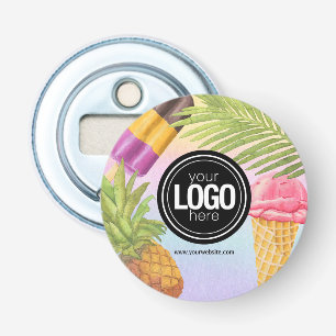 Het thema artsy waterverf-ijs personaliseren button flesopener