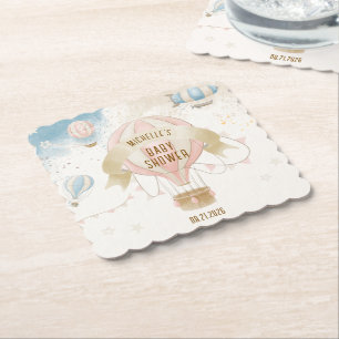 Het Thema 'hete luchtballon' voor een babyborrel i Kartonnen Onderzetters