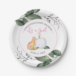 Het thema van het Fox and Pumpkin Baby shower Papieren Bordje